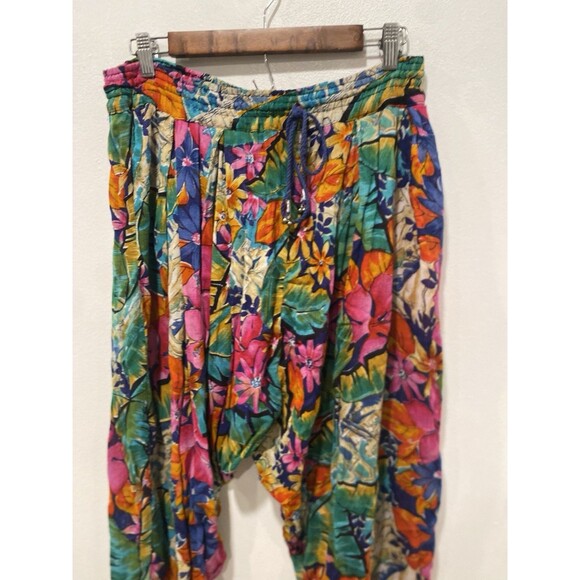 Bandini Floral Printed Harem Pants Hippie Festival 100% Rayon Size P - Picture 6 of 8